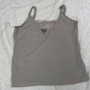 Buckle Taupe Lace Trim Tank Top